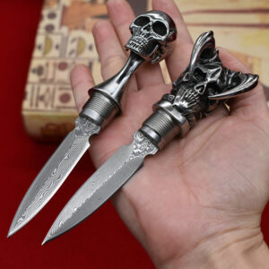 Skull Damascus steel Demon King head M390 steel tea knife